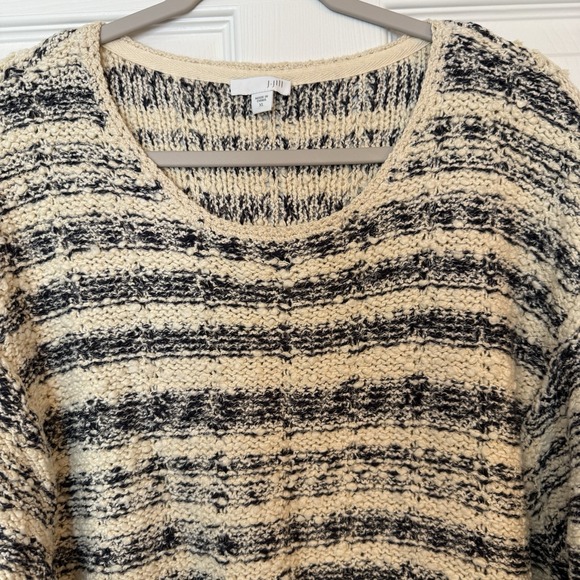 J Jill Chunky Knit Sweater Women's XL Cream Navy Long Sleeve Stretch Soft Warm - Picture 4 of 11